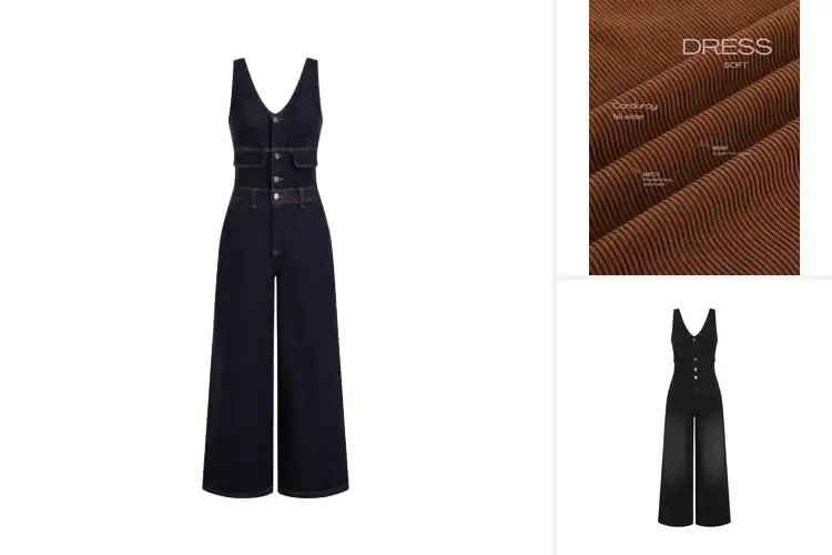 Detailed view of Best V Neck Sleeveless Overalls